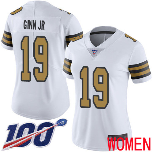 New Orleans Saints Limited White Women Ted Ginn Jr Jersey NFL Football #19 100th Season Rush Vapor Untouchable Jersey